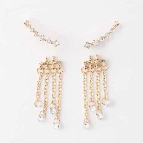 New Plunder "Iretta & Chandelier" Ear Crawler and Charm Earrings - Picture 2 of 8